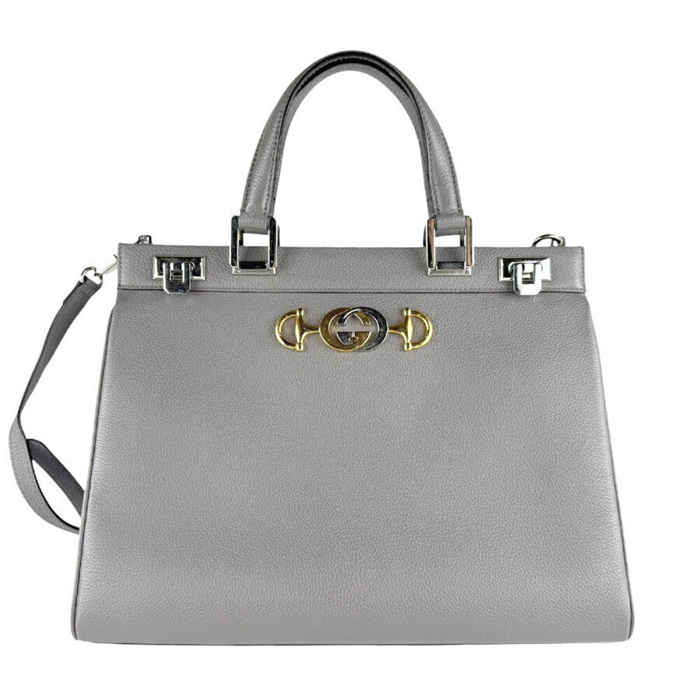 Gucci Zumi Leather Handbag Shoulder Bag Gray